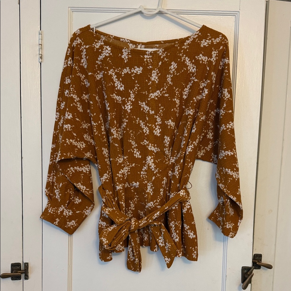 Anthropologie Brown Floral Blouse